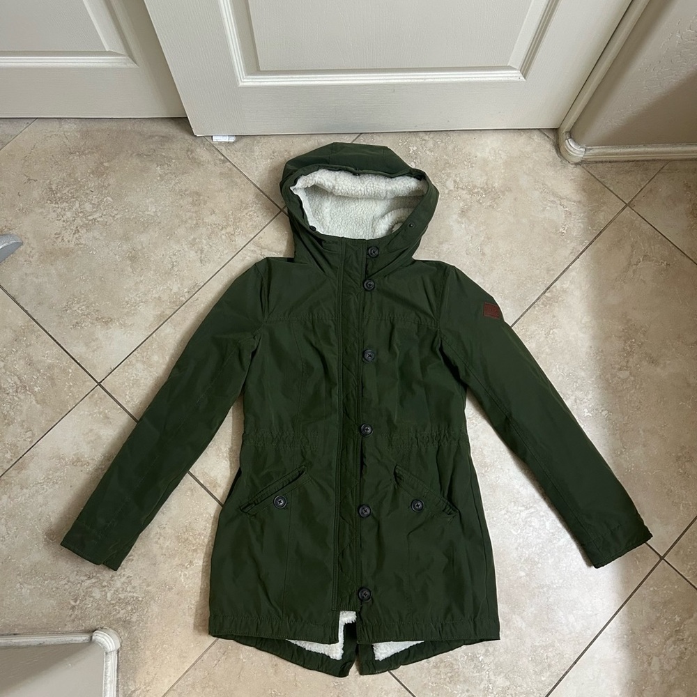 Hollister Dark Green Utility Jacket with Fleece Lining